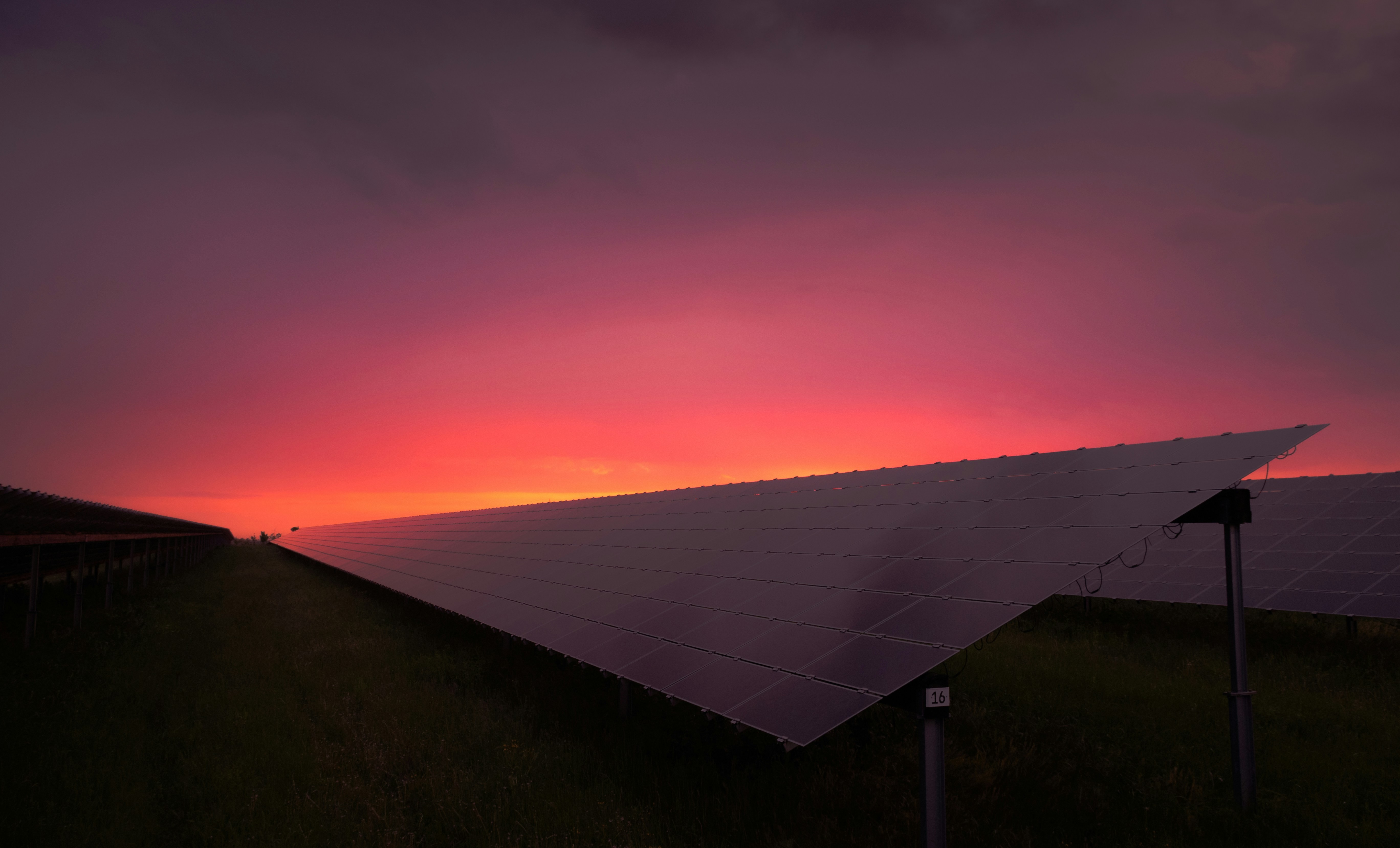 Solar panels in sunset