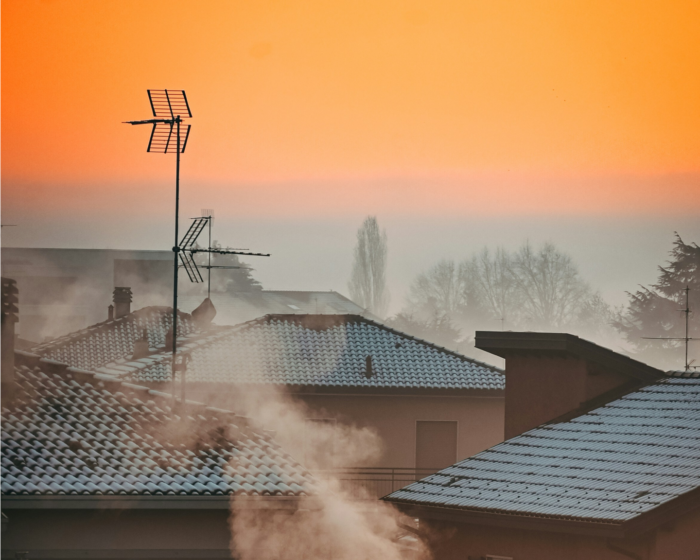 Winter light sunrise rooftops